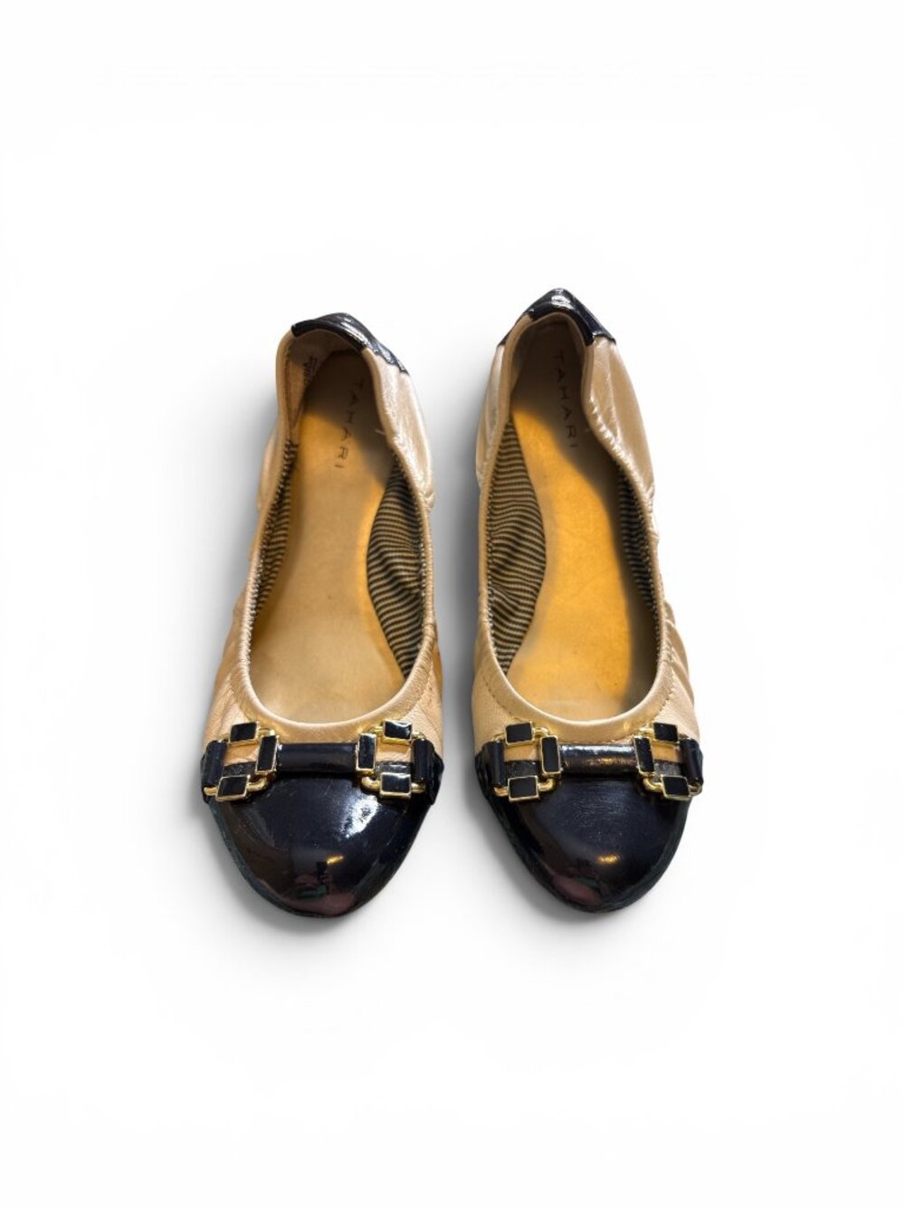 Ballet Flats 9M Cream Black Patent Leather Tahari